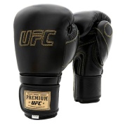 Премиальные тренировочные перчатки на липучке чёрные UFC 18 Oz