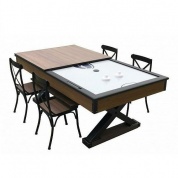 Комплект 2 в 1 Weekend Billiard Company Superior - аэрохоккей обеденный 7 FT + 4 стула (мореный дуб, столешница, аксессуары, стулья - беленый дуб)