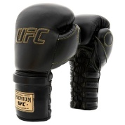 Премиальные тренировочные перчатки на шнуровке UFC 18 Oz (черные)