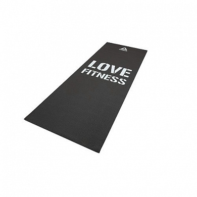 Тренировочный коврик (мат) для фитнеса тонкий Reebok Love (черный)